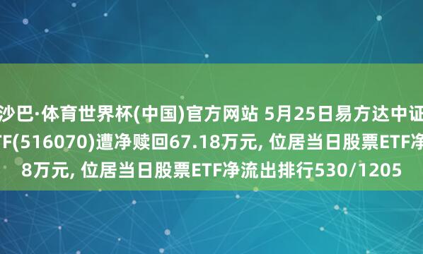 沙巴·体育世界杯(中国)官方网站 5月25日易方达中证内地低碳经济主题ETF(516070)遭净赎回67.18万元, 位居当日股票ETF净流出排行530/1205