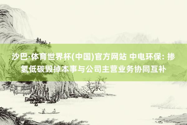 沙巴·体育世界杯(中国)官方网站 中电环保: 掺氢低碳毁掉本事与公司主营业务协同互补