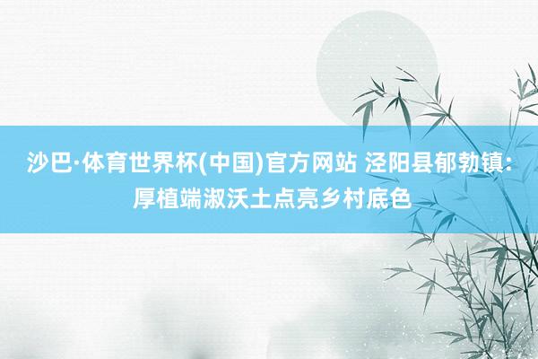 沙巴·体育世界杯(中国)官方网站 泾阳县郁勃镇: 厚植端淑沃土点亮乡村底色