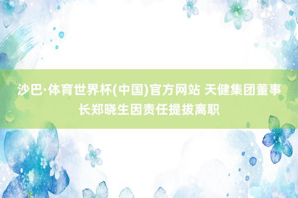 沙巴·体育世界杯(中国)官方网站 天健集团董事长郑晓生因责任提拔离职