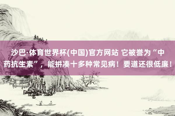 沙巴·体育世界杯(中国)官方网站 它被誉为“中药抗生素”，能拼凑十多种常见病！要道还很低廉！