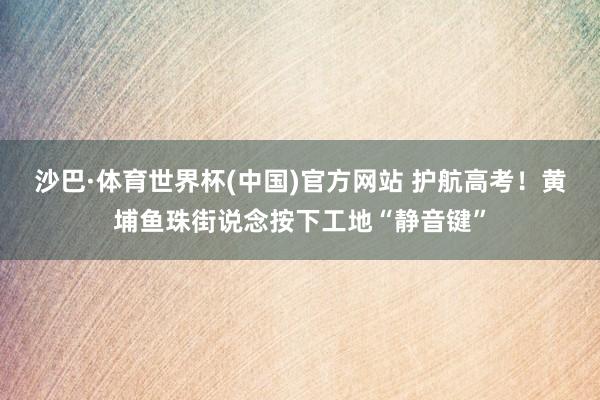 沙巴·体育世界杯(中国)官方网站 护航高考!黄埔鱼珠街说念按下工地“静音键”