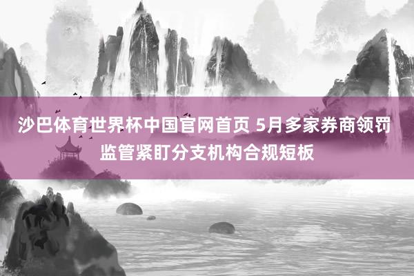 沙巴体育世界杯中国官网首页 5月多家券商领罚 监管紧盯分支机构合规短板