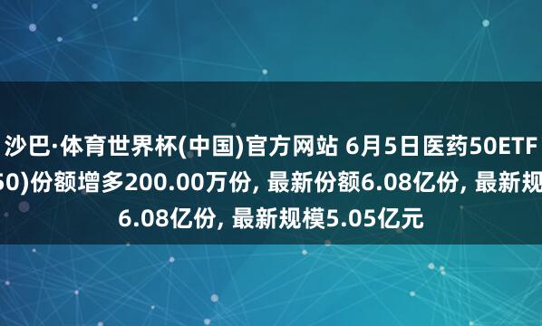 沙巴·体育世界杯(中国)官方网站 6月5日医药50ETF富国(515950)份额增多200.00万份， 最新份额6.08亿份， 最新规模5.05亿元