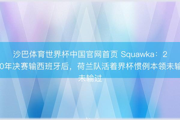 沙巴体育世界杯中国官网首页 Squawka：2010年决赛输西班牙后，荷兰队活着界杯惯例本领未输过